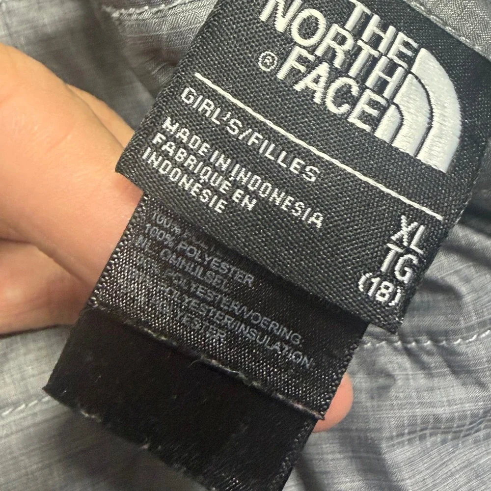 The North Face Reversible Mossbud Swirl Girls XL 18 Grey Mint Puffer Jacket